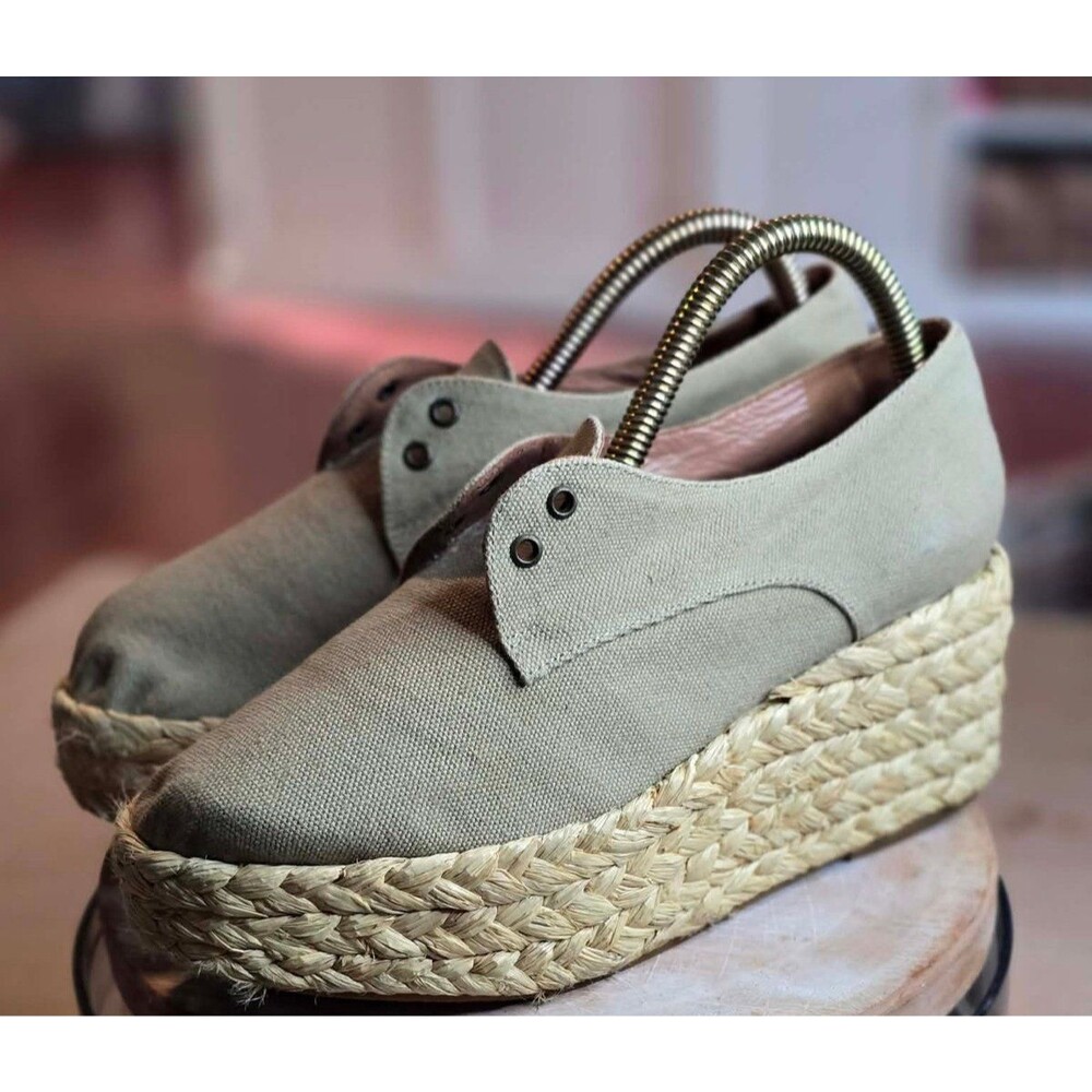 Robert Clergerie Alex lace up wedge platform espadrille raffia